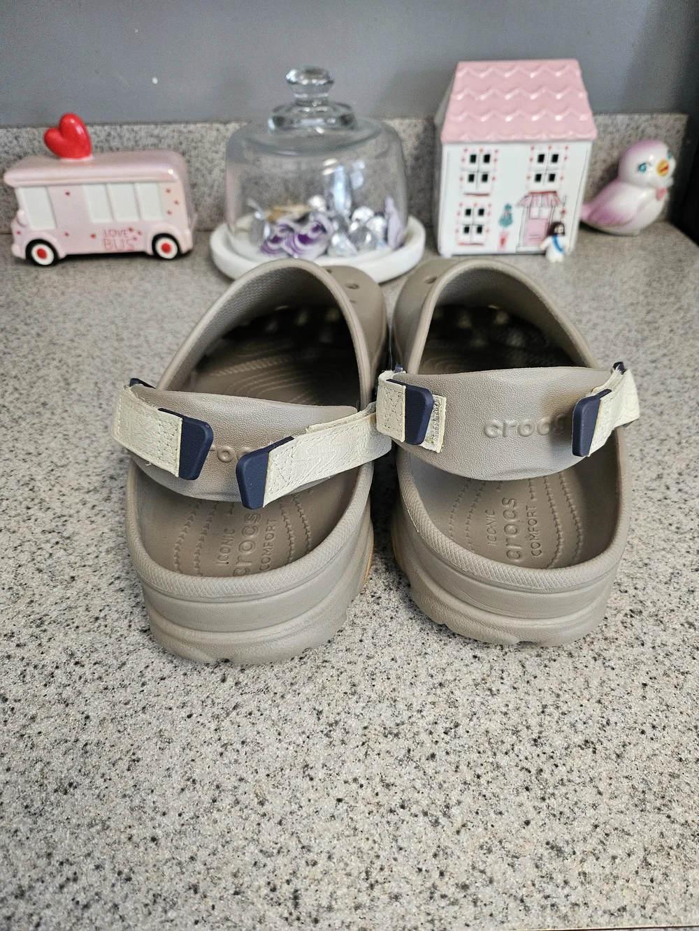 Beige Comfort Clogs with Adjustable Strap